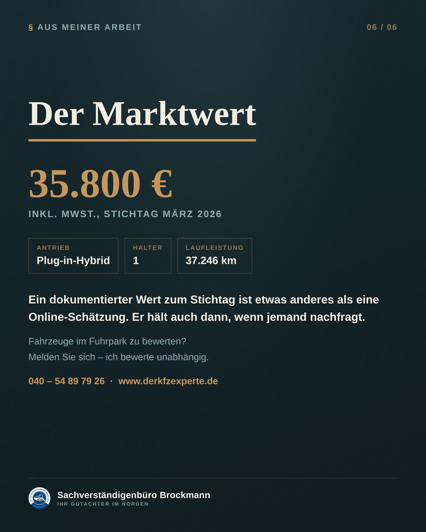 Firmenwagen – Wertermittlung beim Halterwechsel – Dokumentation Seite 6 von 6