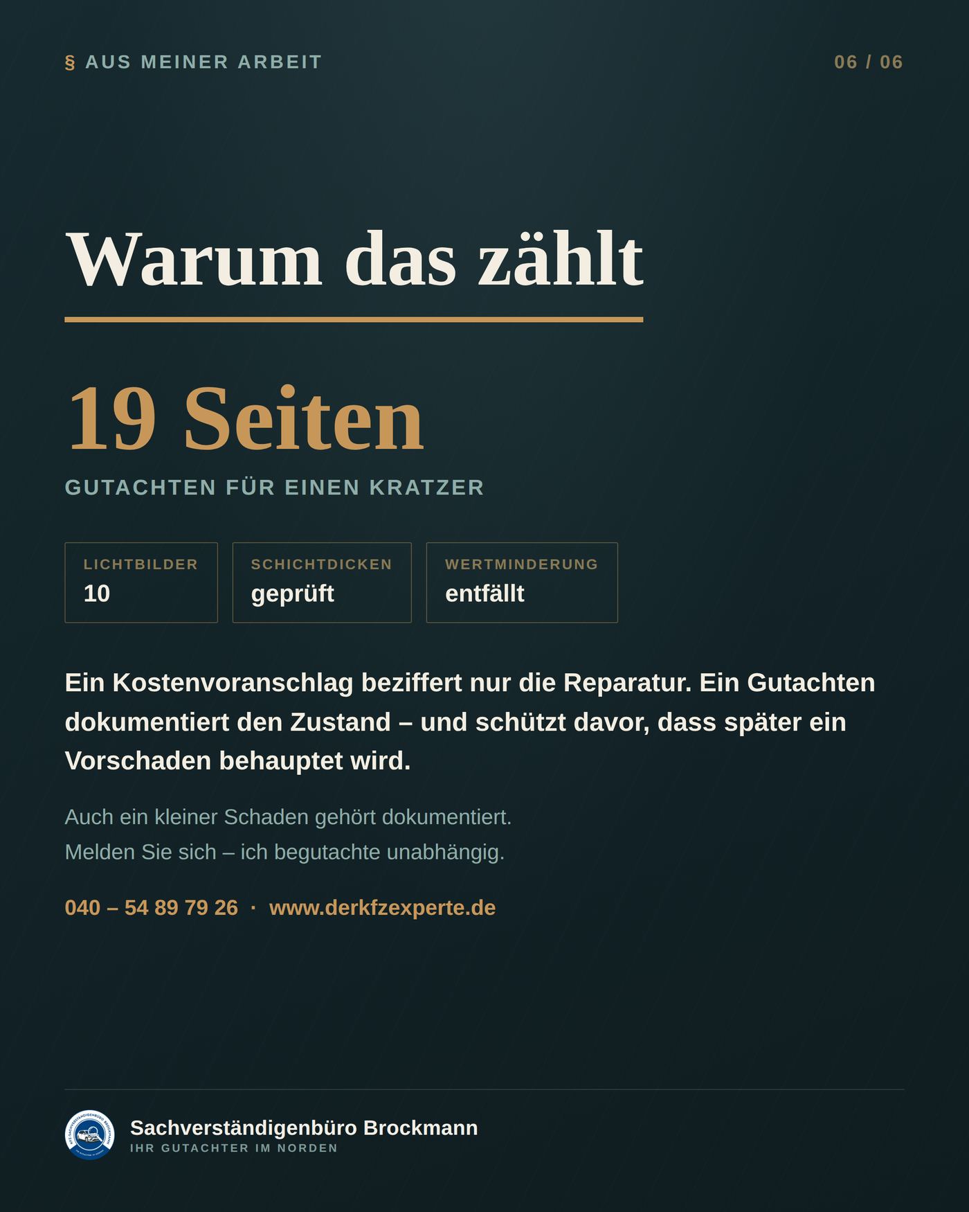 Kleiner Heckschaden am SUV – und trotzdem 19 Seiten Gutachten – Dokumentation Seite 6 von 6