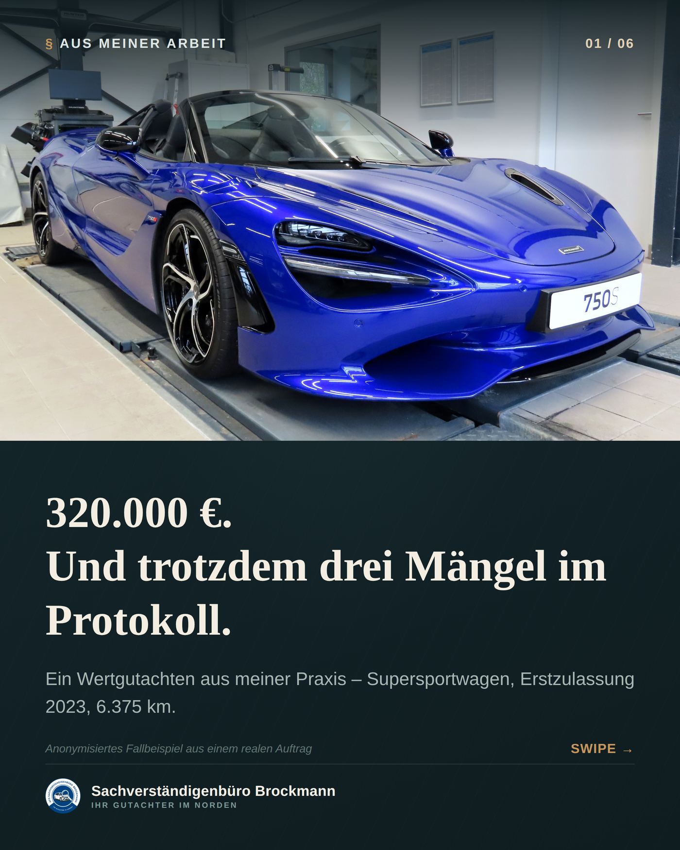 Supersportwagen für 320.000 € – Wertgutachten mit drei Mängeln
