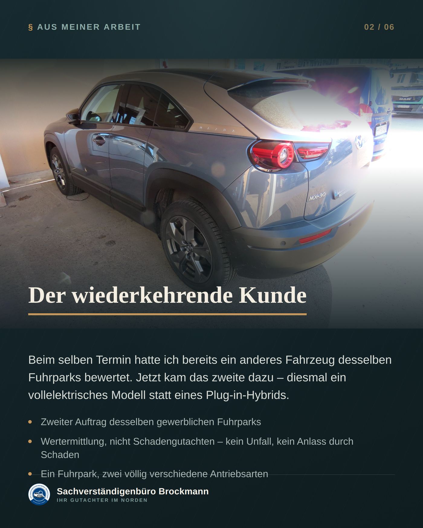Elektro und Verbrenner – zwei Wertermittlungen im Fuhrpark – Dokumentation Seite 2 von 6