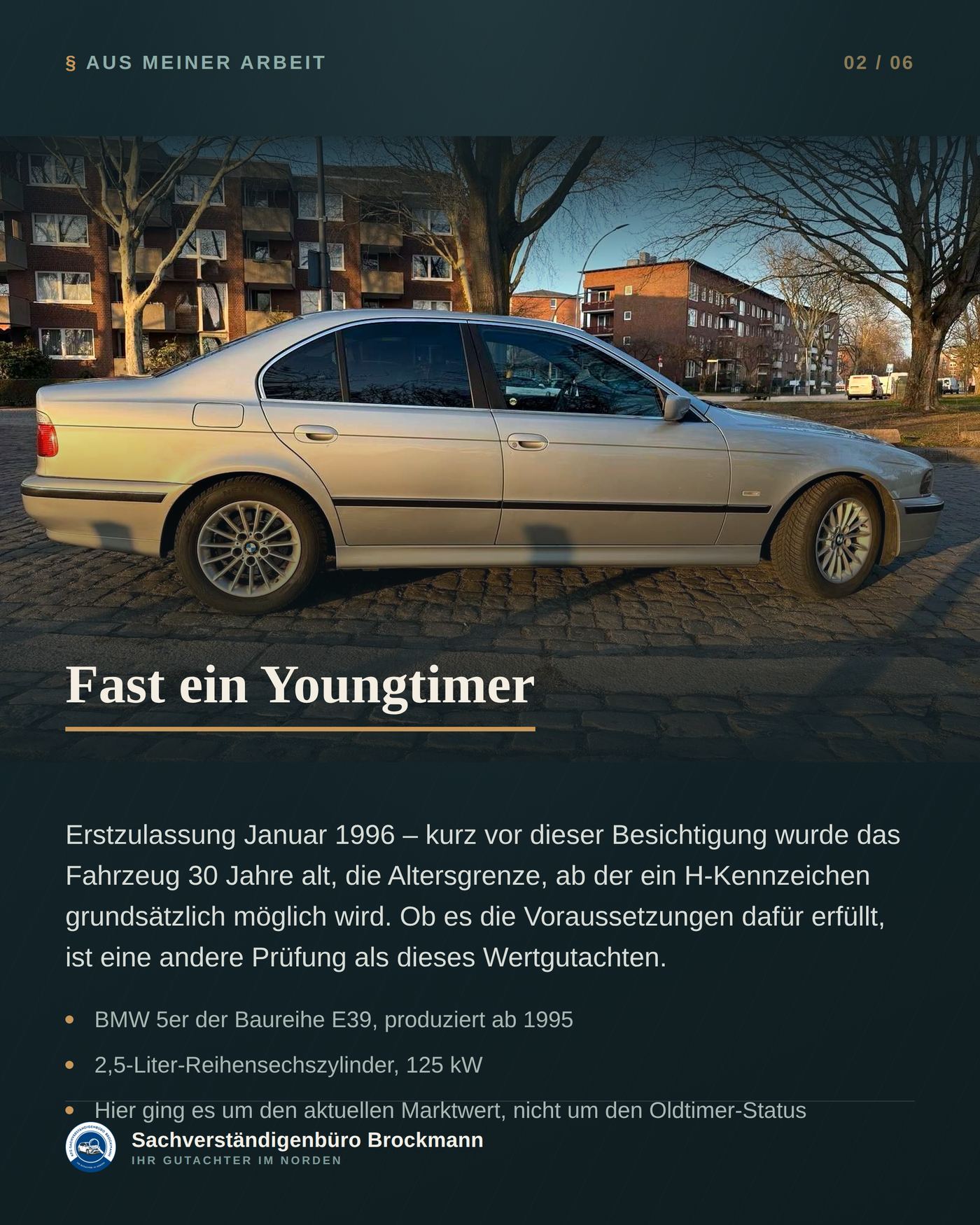 BMW 523i von 1996 – Youngtimer-Wertgutachten über 5.000 € – Dokumentation Seite 2 von 6