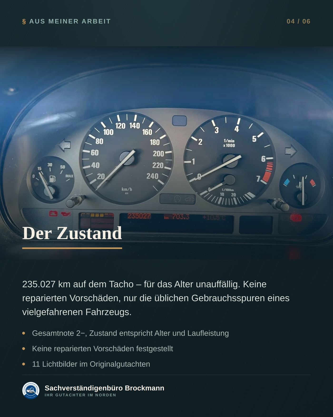 BMW 523i von 1996 – Youngtimer-Wertgutachten über 5.000 € – Dokumentation Seite 4 von 6