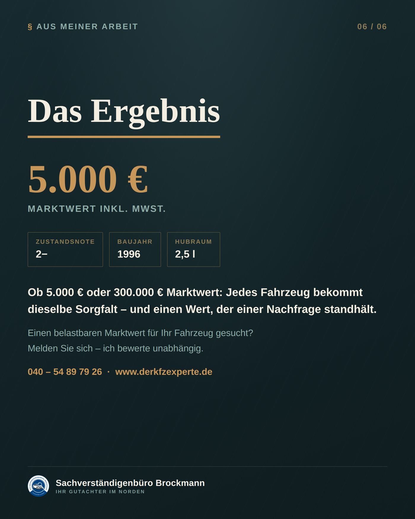 BMW 523i von 1996 – Youngtimer-Wertgutachten über 5.000 € – Dokumentation Seite 6 von 6