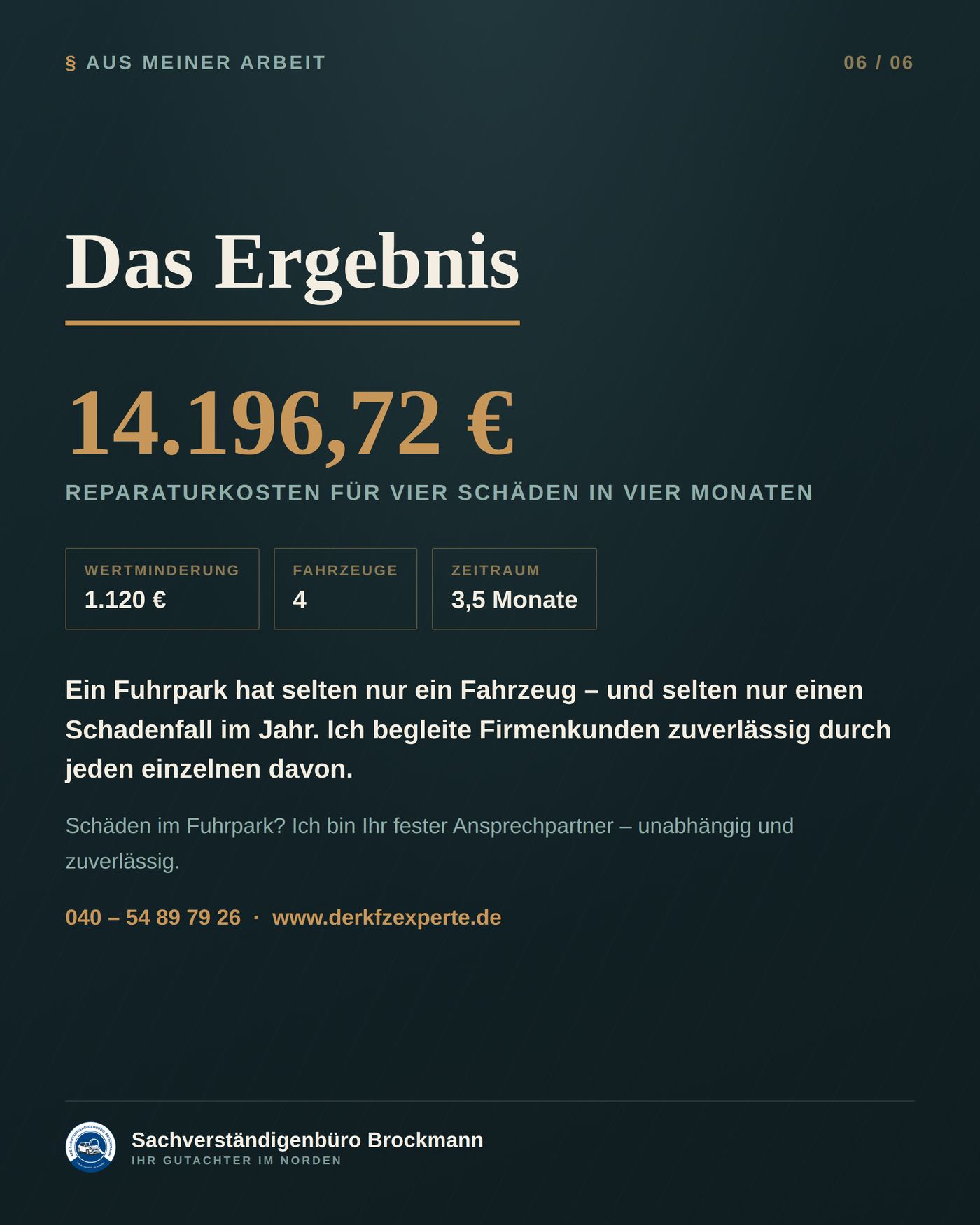 Vier Schäden in vier Monaten – ein gewerblicher Fuhrpark – Dokumentation Seite 6 von 6