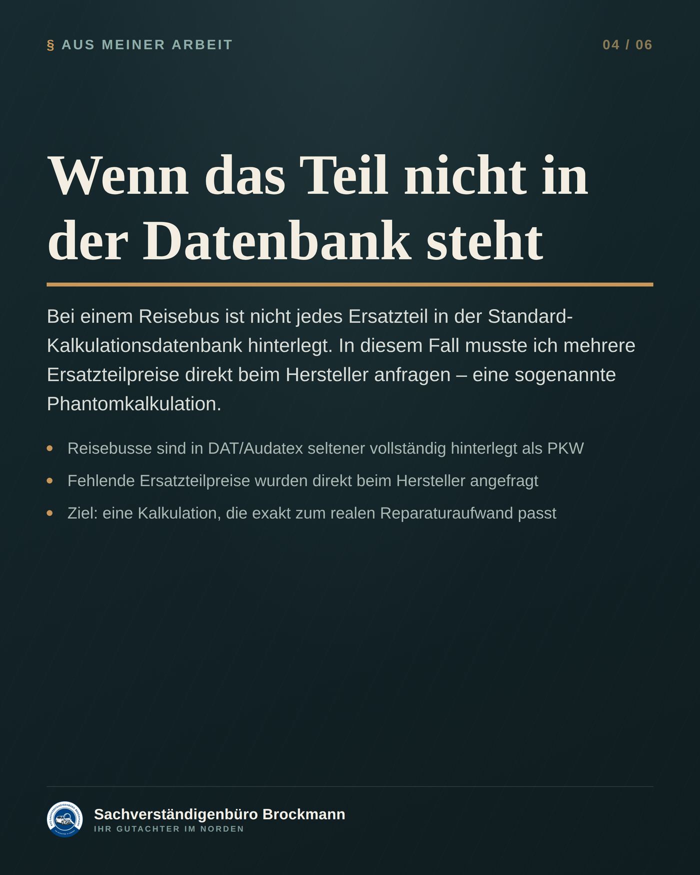 NEOPLAN-Reisebus – Frontschaden und Phantomkalkulation – Dokumentation Seite 4 von 6