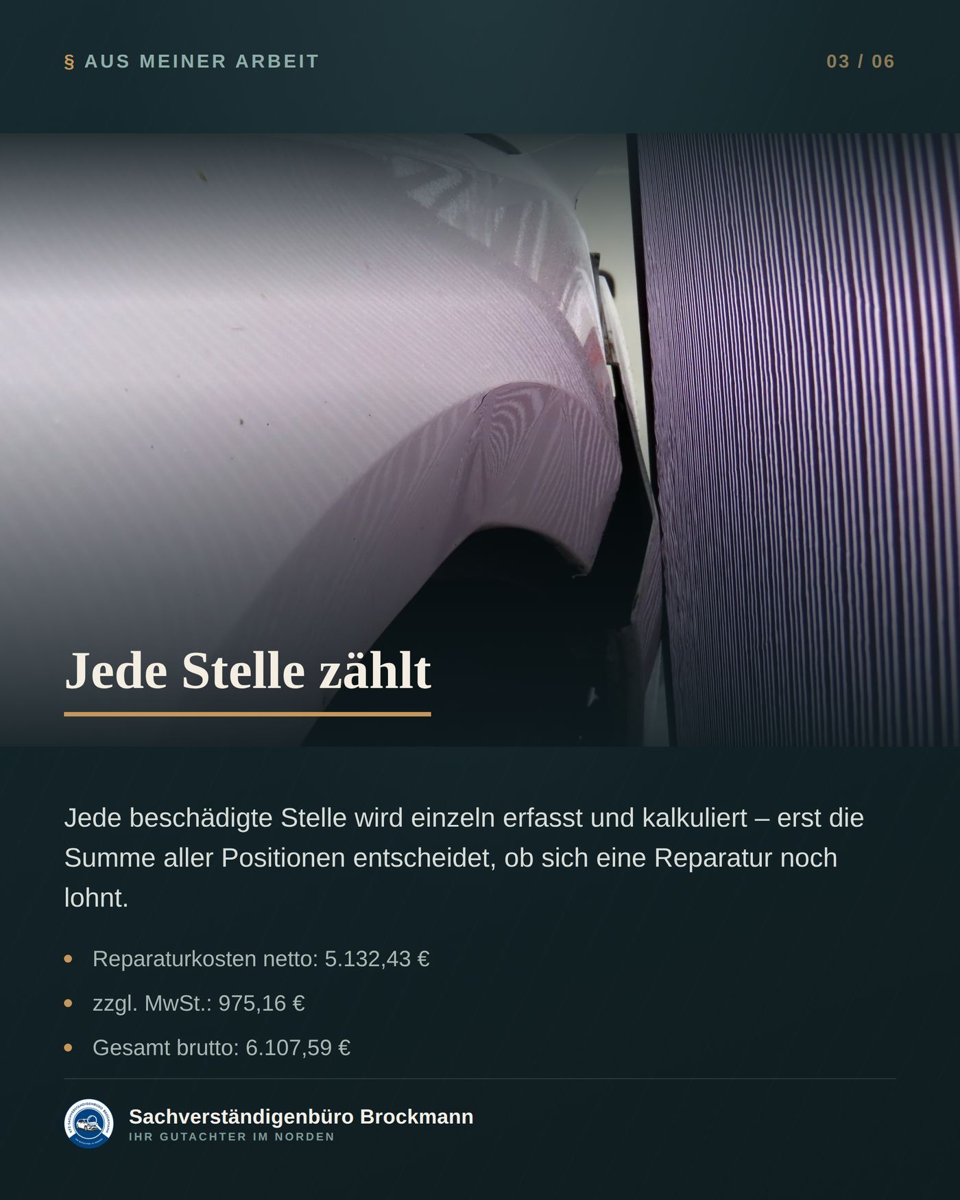 Knapper wirtschaftlicher Totalschaden – 207 € über der Grenze – Dokumentation Seite 3 von 6