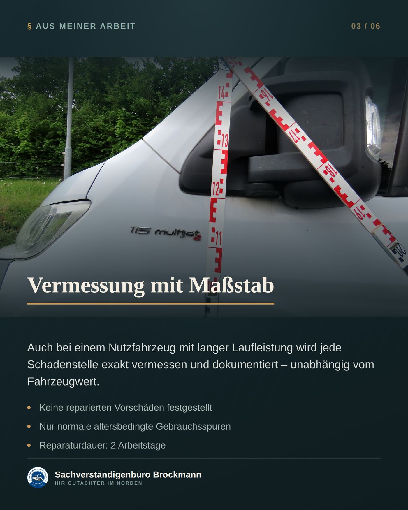 Kastenwagen mit 288.121 km – Streifschaden an der linken Seite – Dokumentation Seite 3 von 6