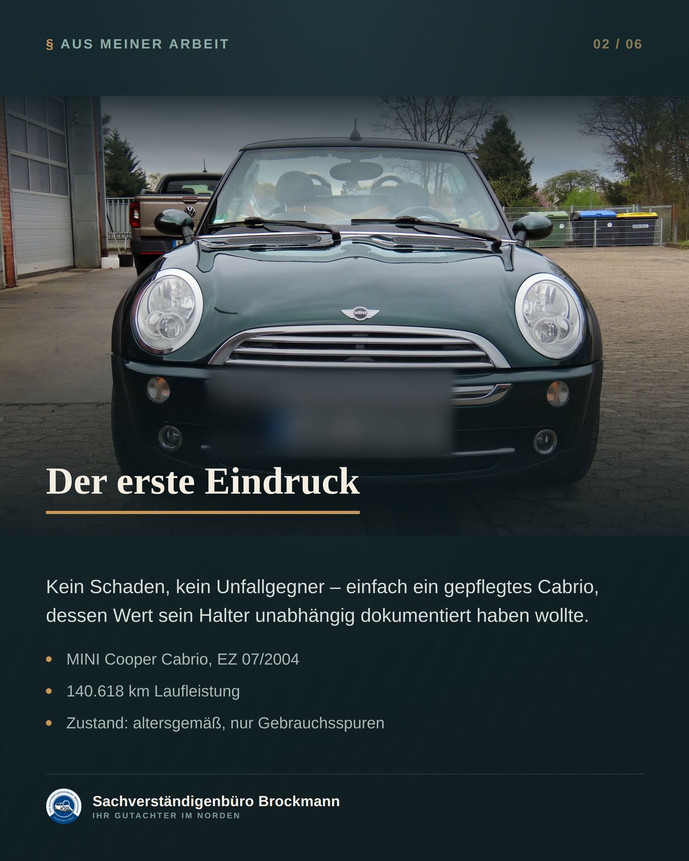 MINI Cooper Cabrio – Wertgutachten ganz ohne Unfall – Dokumentation Seite 2 von 6
