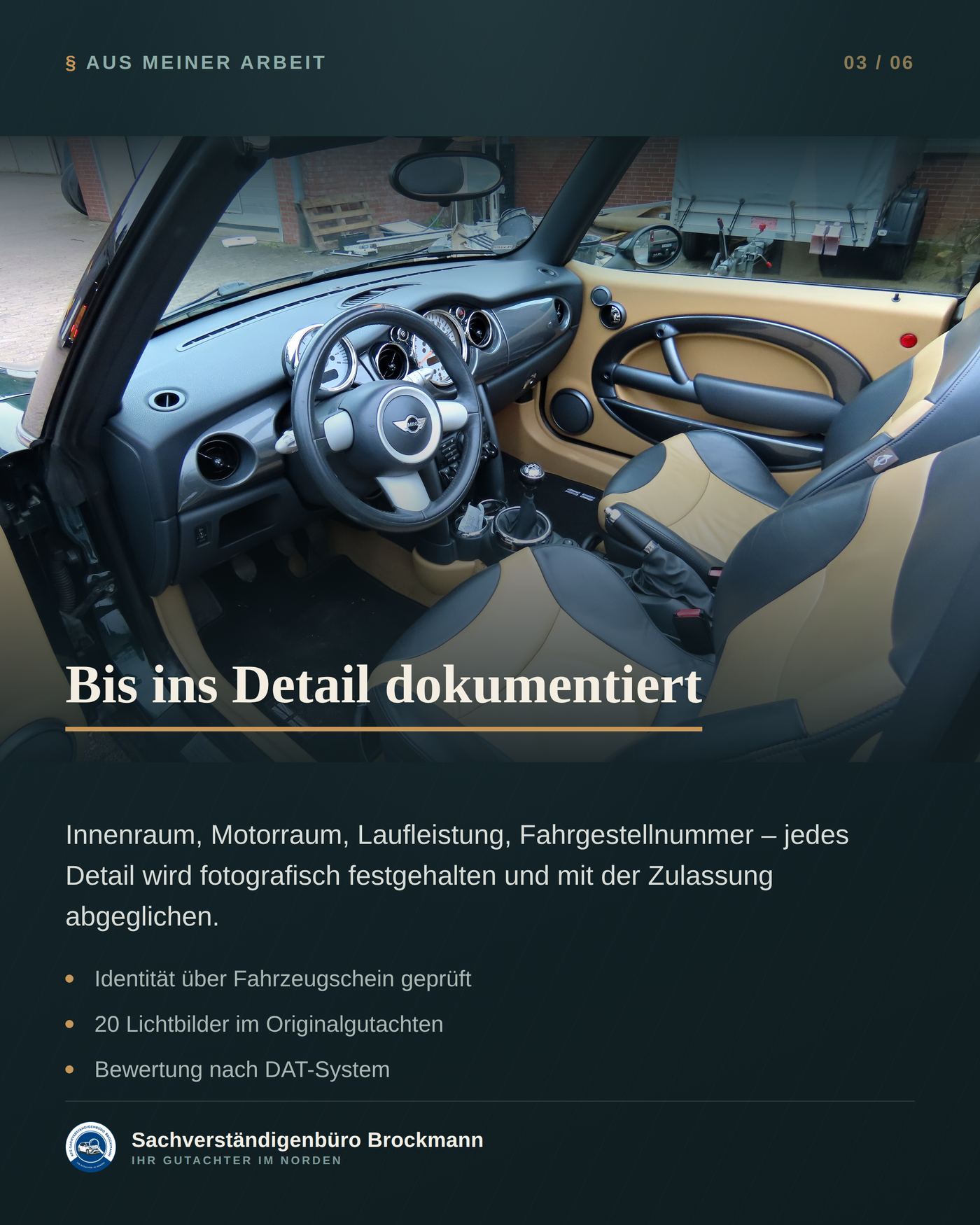 MINI Cooper Cabrio – Wertgutachten ganz ohne Unfall – Dokumentation Seite 3 von 6