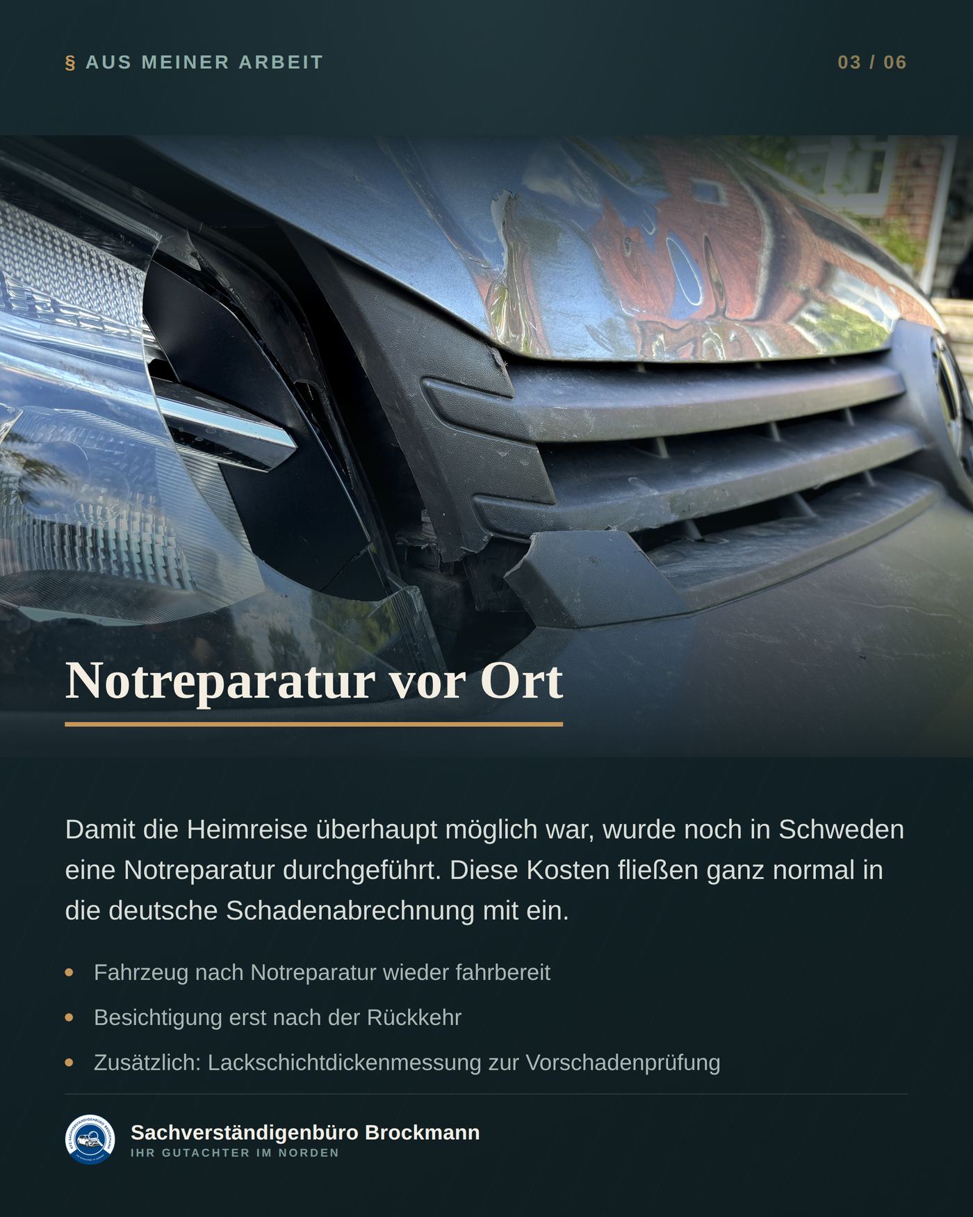 VW Caddy – der Unfall war in Schweden, das Gutachten kam aus Hamburg – Dokumentation Seite 3 von 6