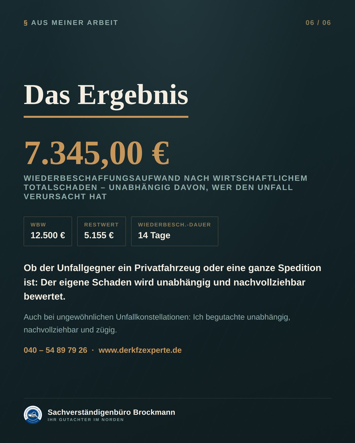 VW Golf VII – Totalschaden nach Unfall mit einer Spedition – Dokumentation Seite 6 von 6