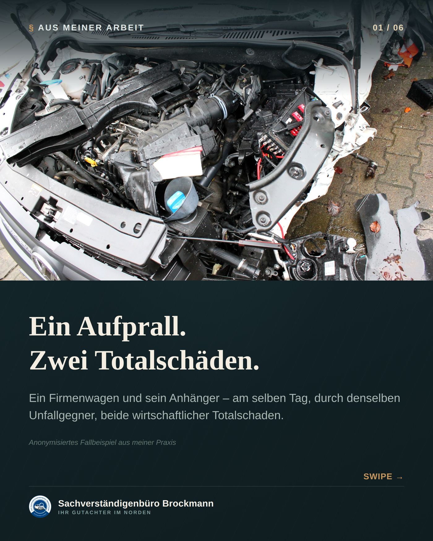 VW Caddy EcoProfi – ein Aufprall, zwei Totalschäden