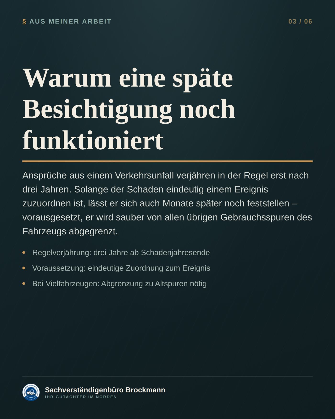 VW Golf Variant – Begutachtung 21 Monate nach dem Unfall &ndash; Dokumentation Seite 3 von 6