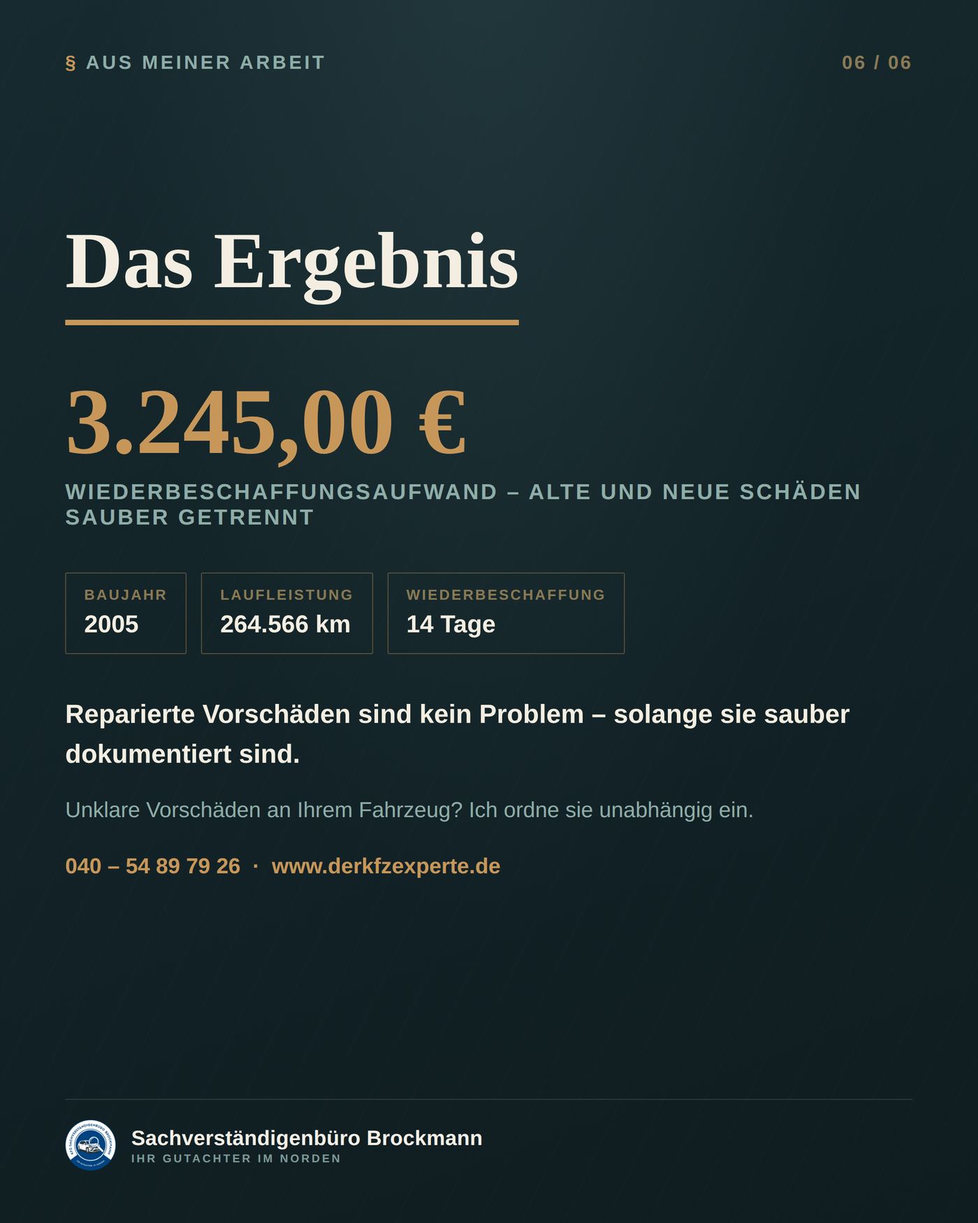 VW Jetta – Vorschäden an zwei Seitenteilen sauber abgrenzen – Dokumentation Seite 6 von 6