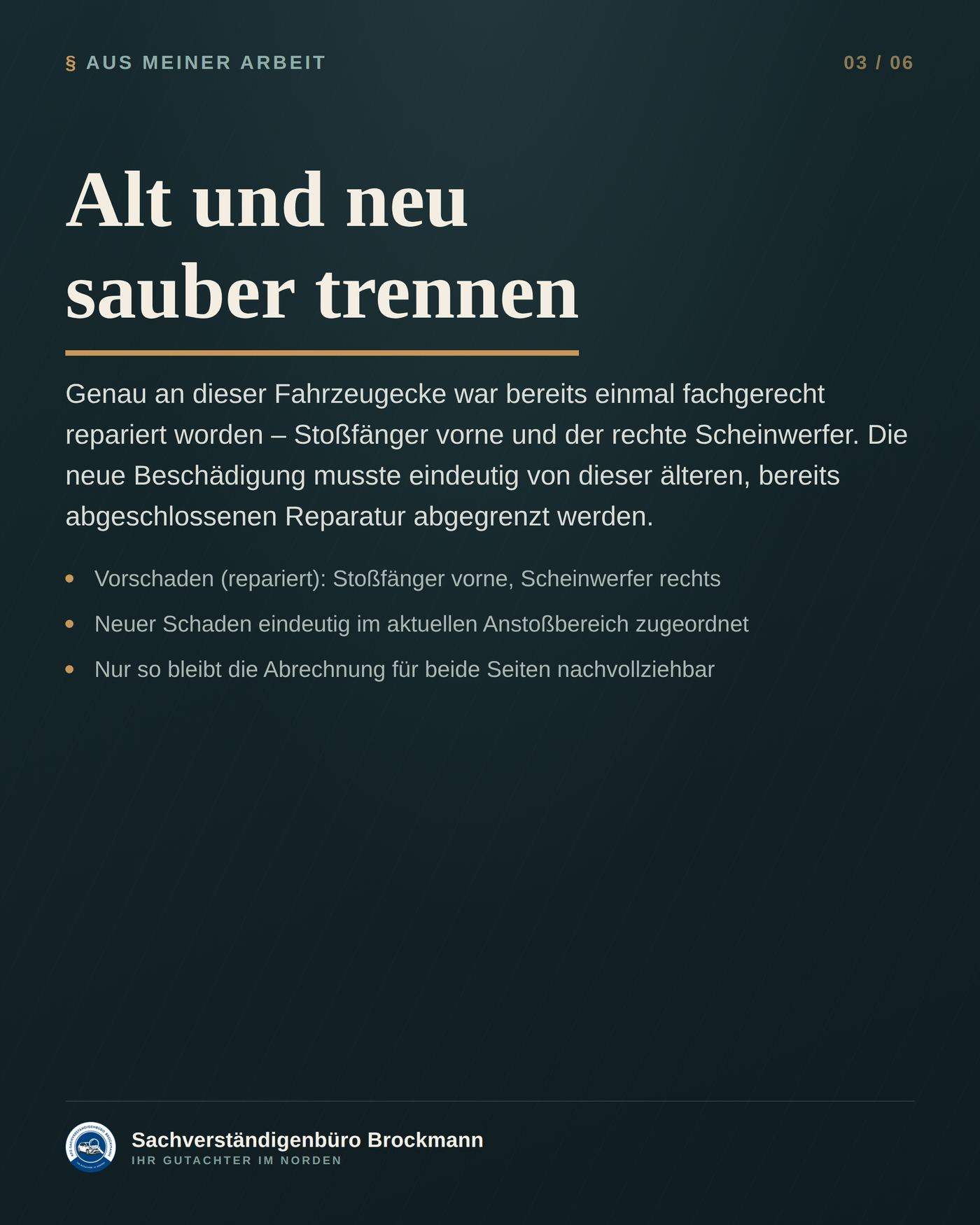 Lieferwagen – neuer Schaden auf einer alten Reparatur – Dokumentation Seite 3 von 6
