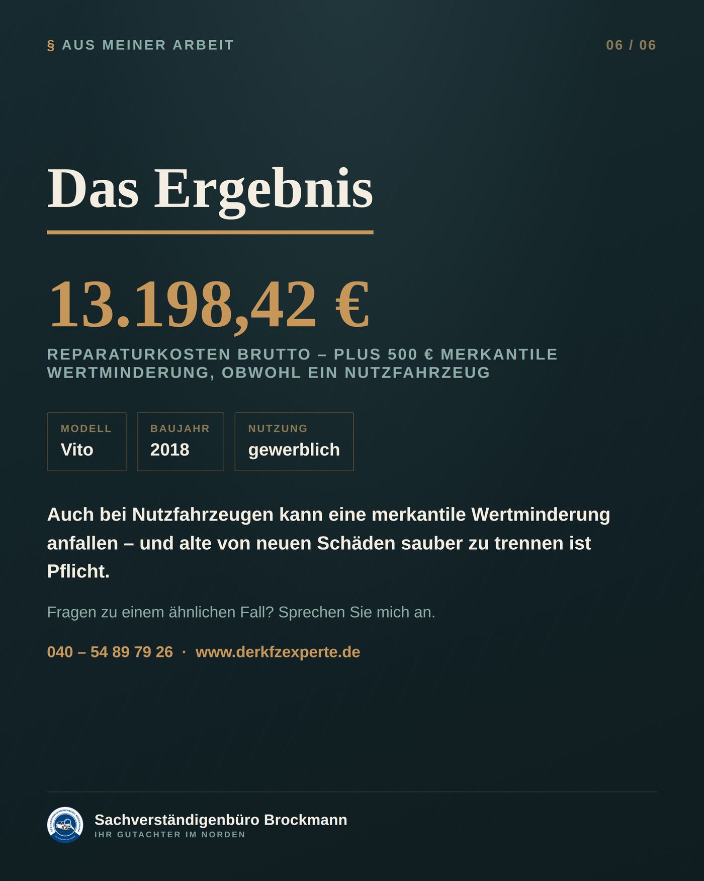 Lieferwagen – neuer Schaden auf einer alten Reparatur – Dokumentation Seite 6 von 6
