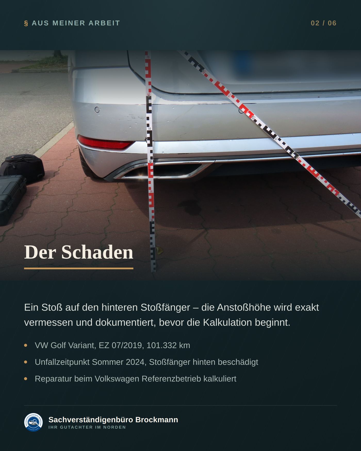Auffahrschaden – warum die Versicherung weniger zahlt als kalkuliert – Dokumentation Seite 2 von 6