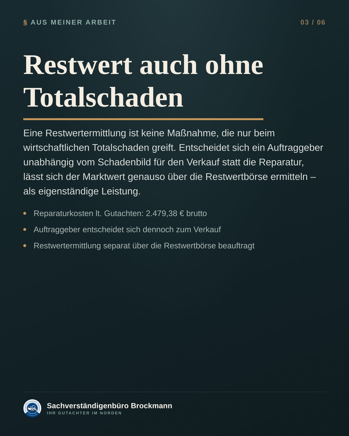 Kia Sportage – Restwertermittlung ohne Totalschaden &ndash; Dokumentation Seite 3 von 6