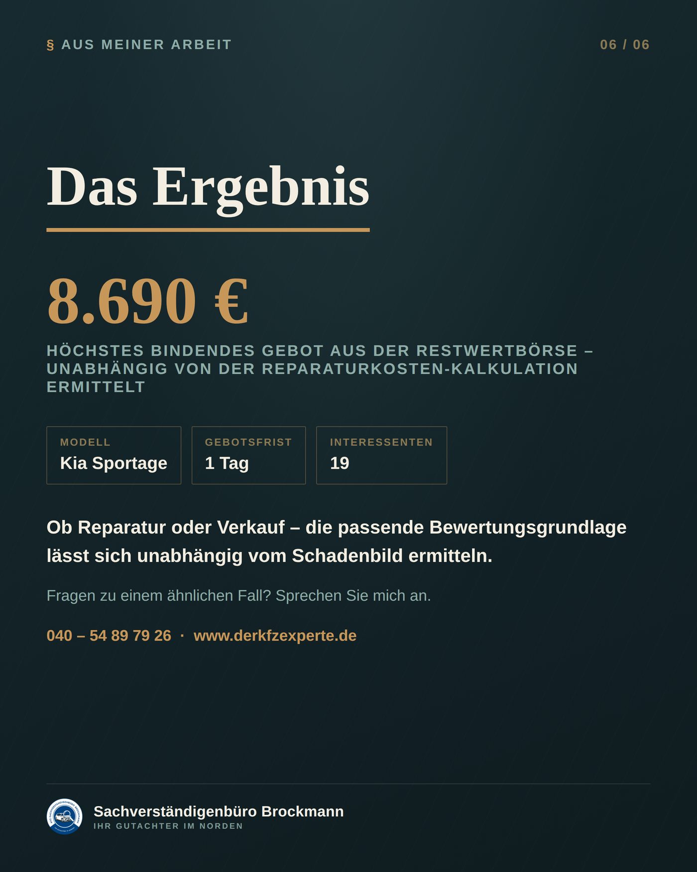 Kia Sportage – Restwertermittlung ohne Totalschaden &ndash; Dokumentation Seite 6 von 6
