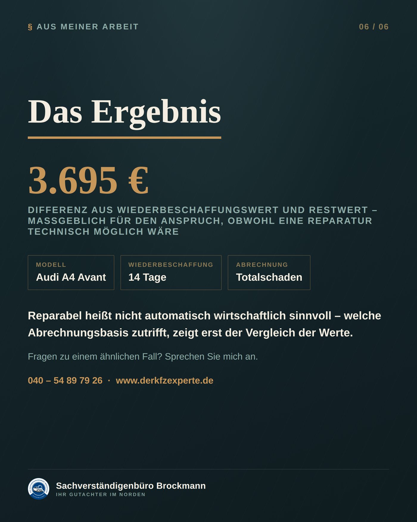Audi A4 Avant – reparabel und trotzdem wirtschaftlicher Totalschaden – Dokumentation Seite 4 von 4