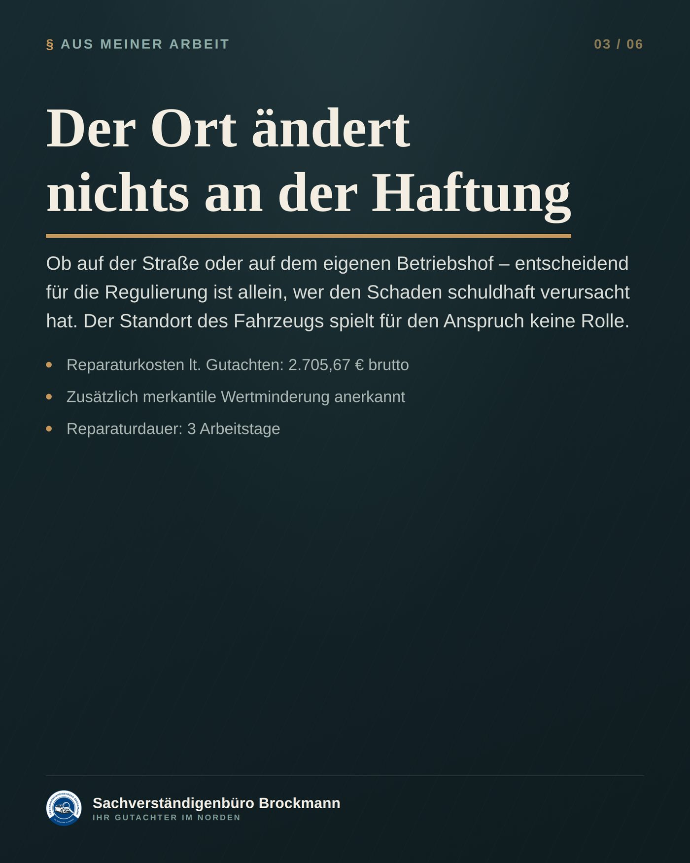 Firmenfahrzeug – fremdverschuldet auch auf dem eigenen Betriebshof – Dokumentation Seite 3 von 6
