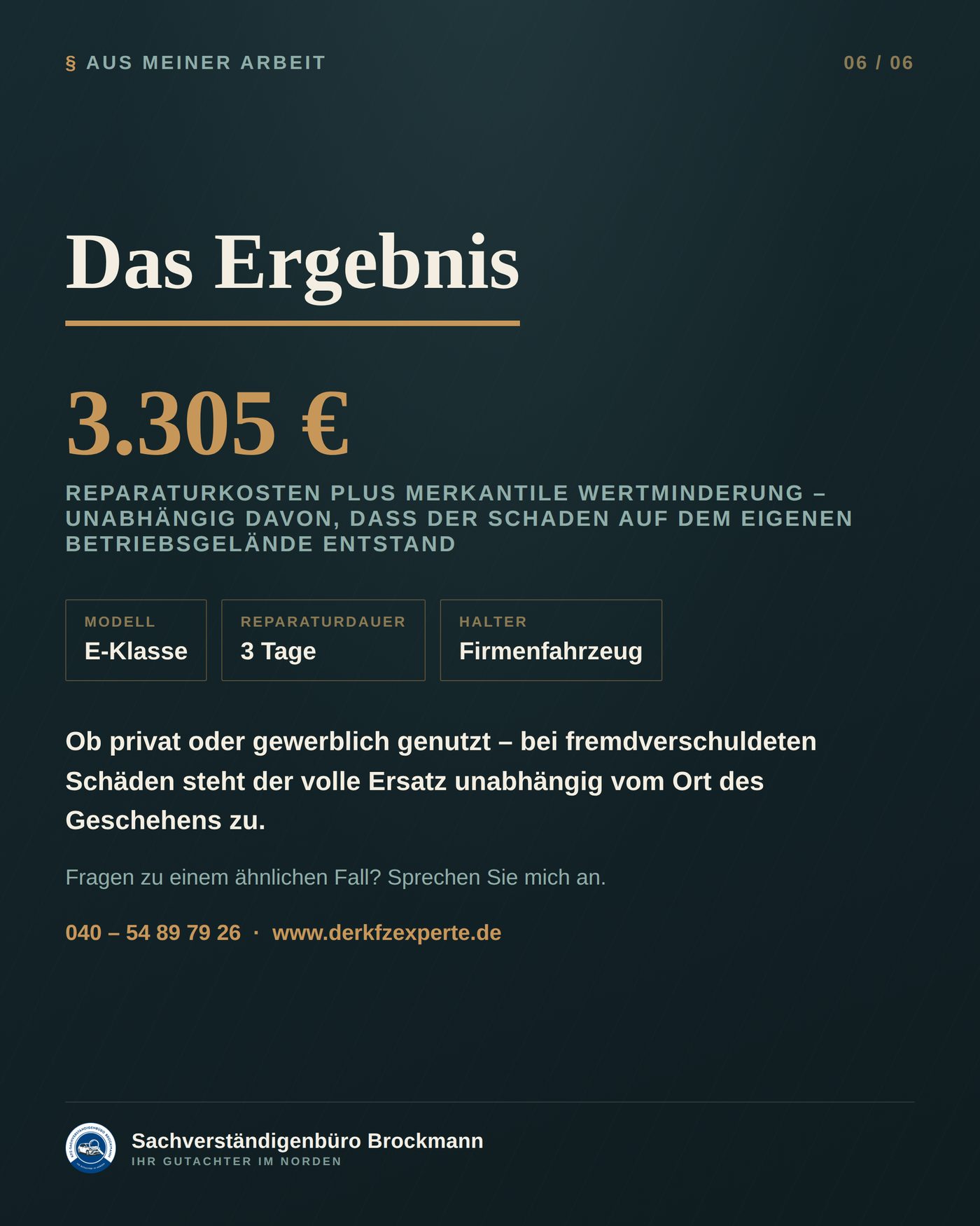 Firmenfahrzeug – fremdverschuldet auch auf dem eigenen Betriebshof – Dokumentation Seite 6 von 6