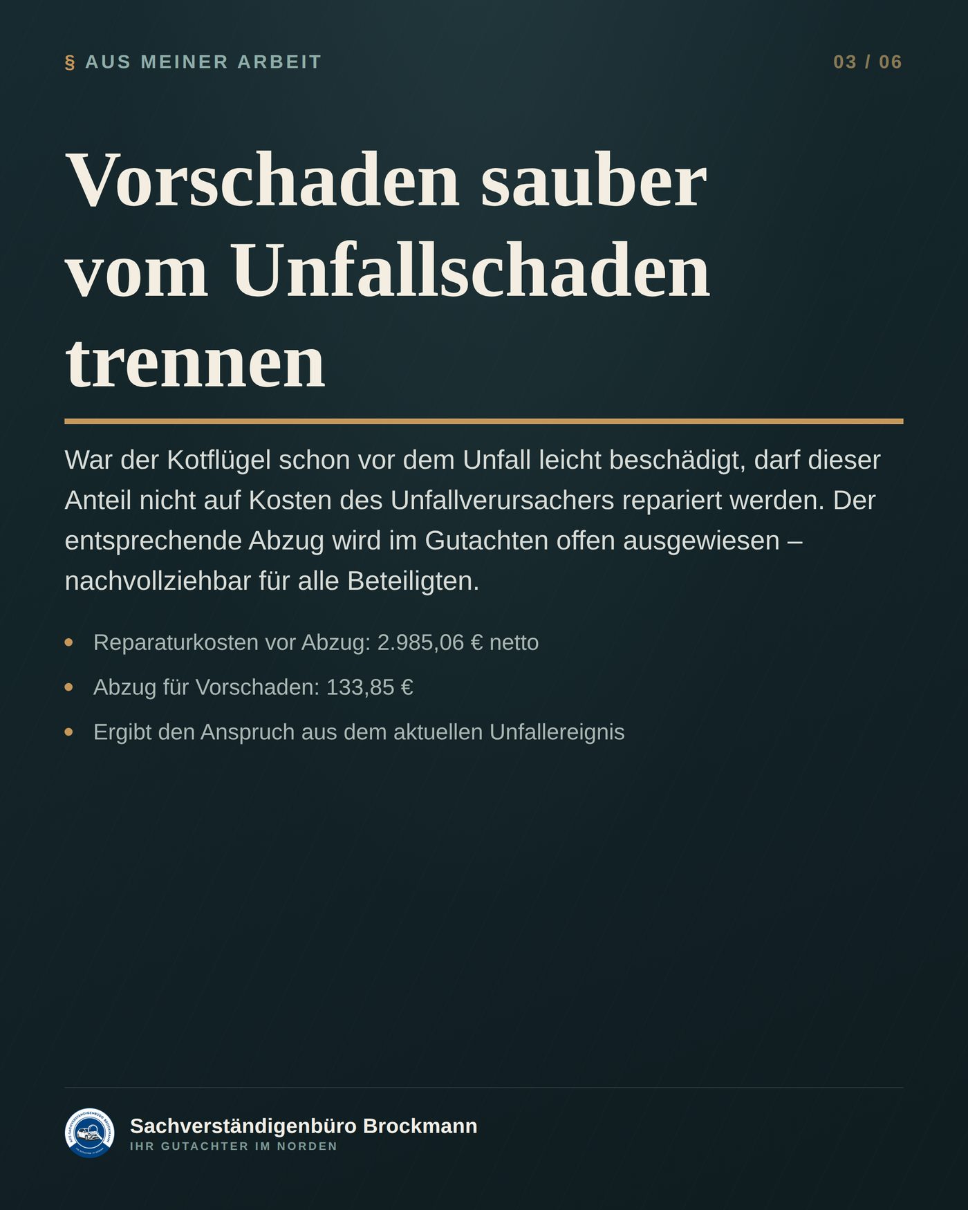 VW Golf Variant – wie ein Vorschaden sauber abgegrenzt wird – Dokumentation Seite 3 von 6