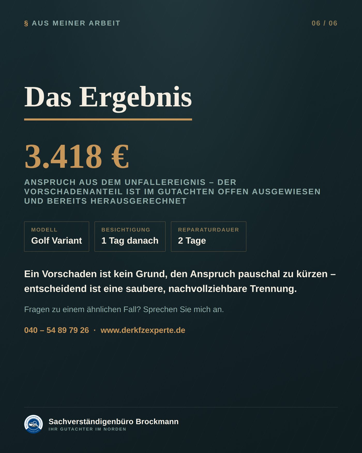 VW Golf Variant – wie ein Vorschaden sauber abgegrenzt wird – Dokumentation Seite 6 von 6