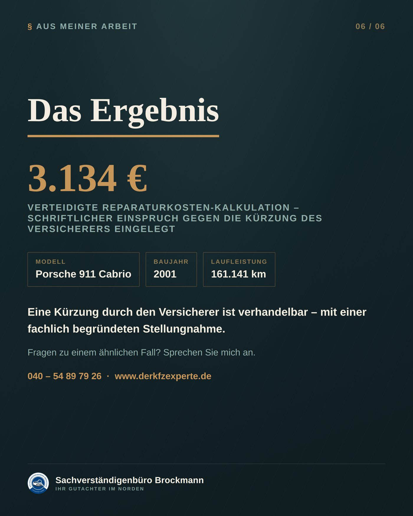 Porsche 911 Cabrio – Einspruch gegen die Kürzung der Versicherung – Dokumentation Seite 6 von 6