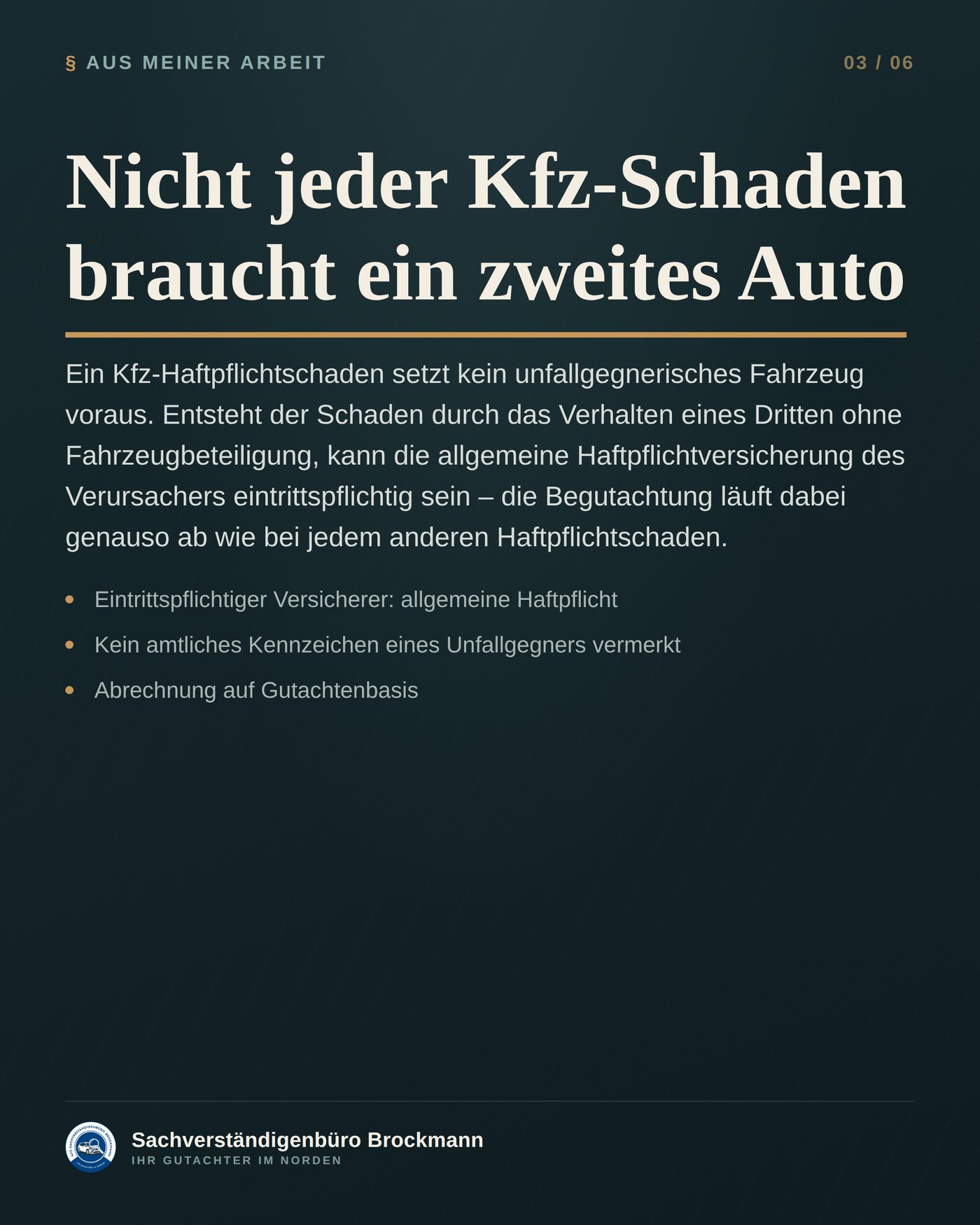 Audi A6 – Haftpflichtschaden ganz ohne Unfallgegner-Fahrzeug – Dokumentation Seite 3 von 6