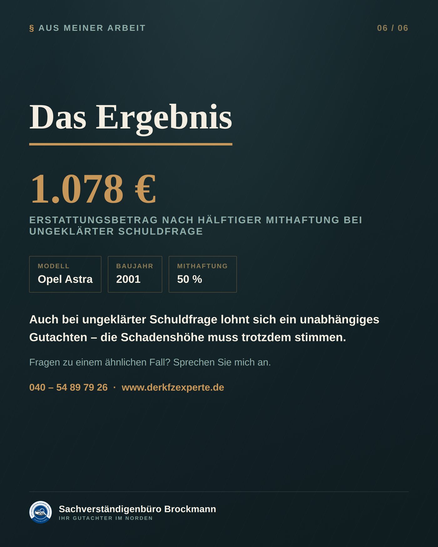 Opel Astra – Betriebsgefahr und hälftige Mithaftung – Dokumentation Seite 6 von 6