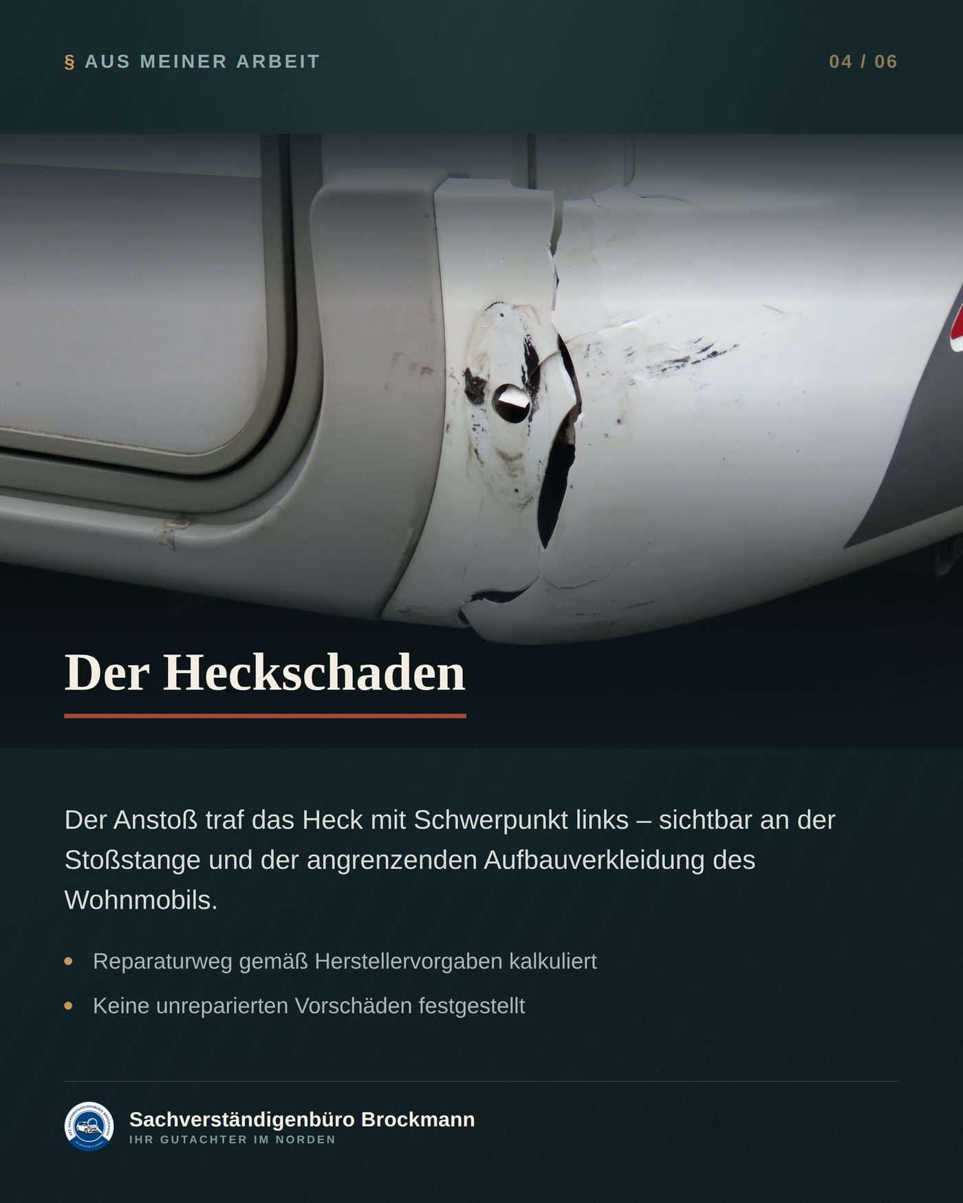 Wohnmobil auf Fiat-Basis – Heckschaden neutral begutachtet – Dokumentation Seite 4 von 6