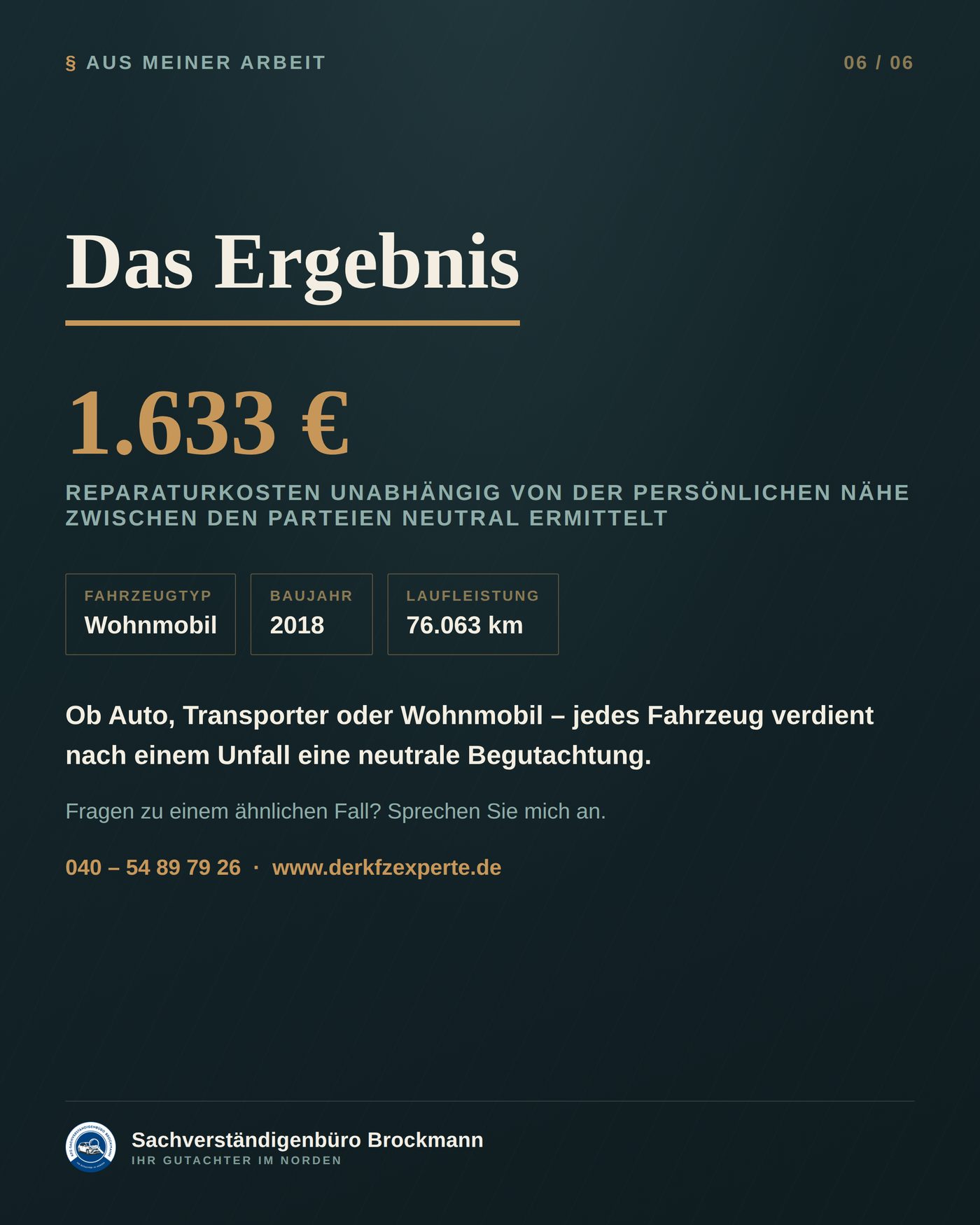 Wohnmobil auf Fiat-Basis – Heckschaden neutral begutachtet – Dokumentation Seite 6 von 6