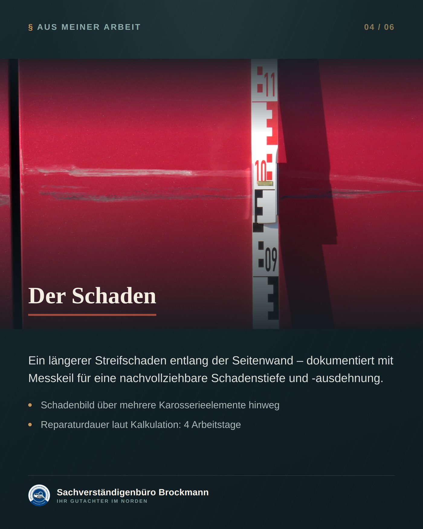 Reisebus – Streifschaden über die ganze Seitenwand &ndash; Dokumentation Seite 4 von 5