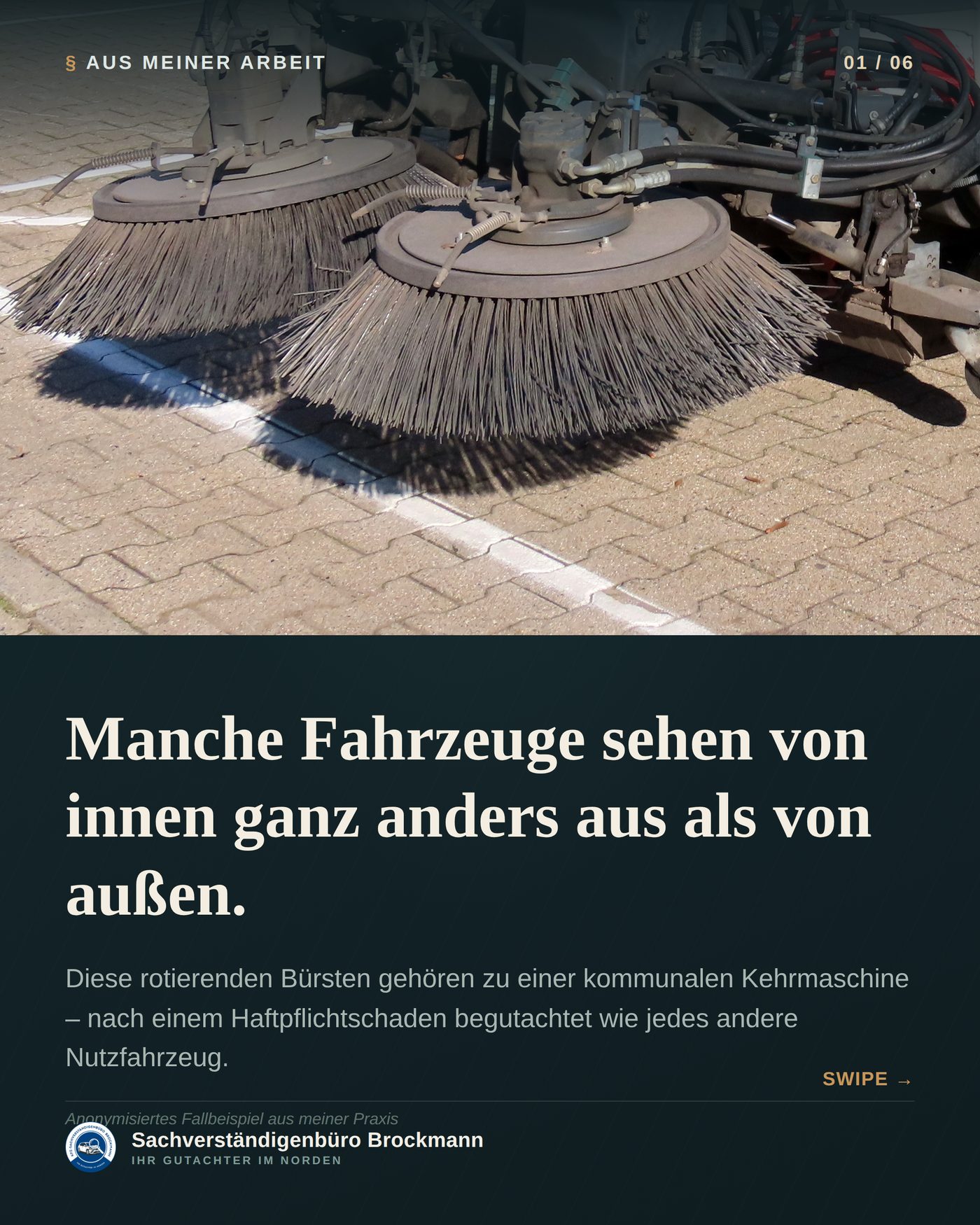 Kommunale Kehrmaschine – Sonderfahrzeug, normale Begutachtung