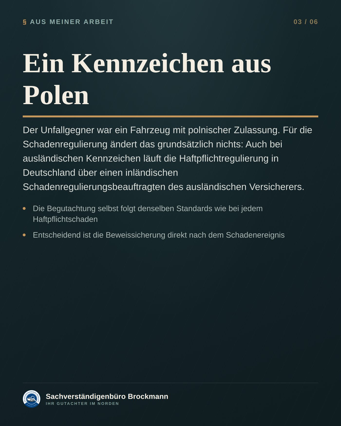 BMW 3er – Unfallgegner mit ausländischem Kennzeichen – Dokumentation Seite 3 von 6