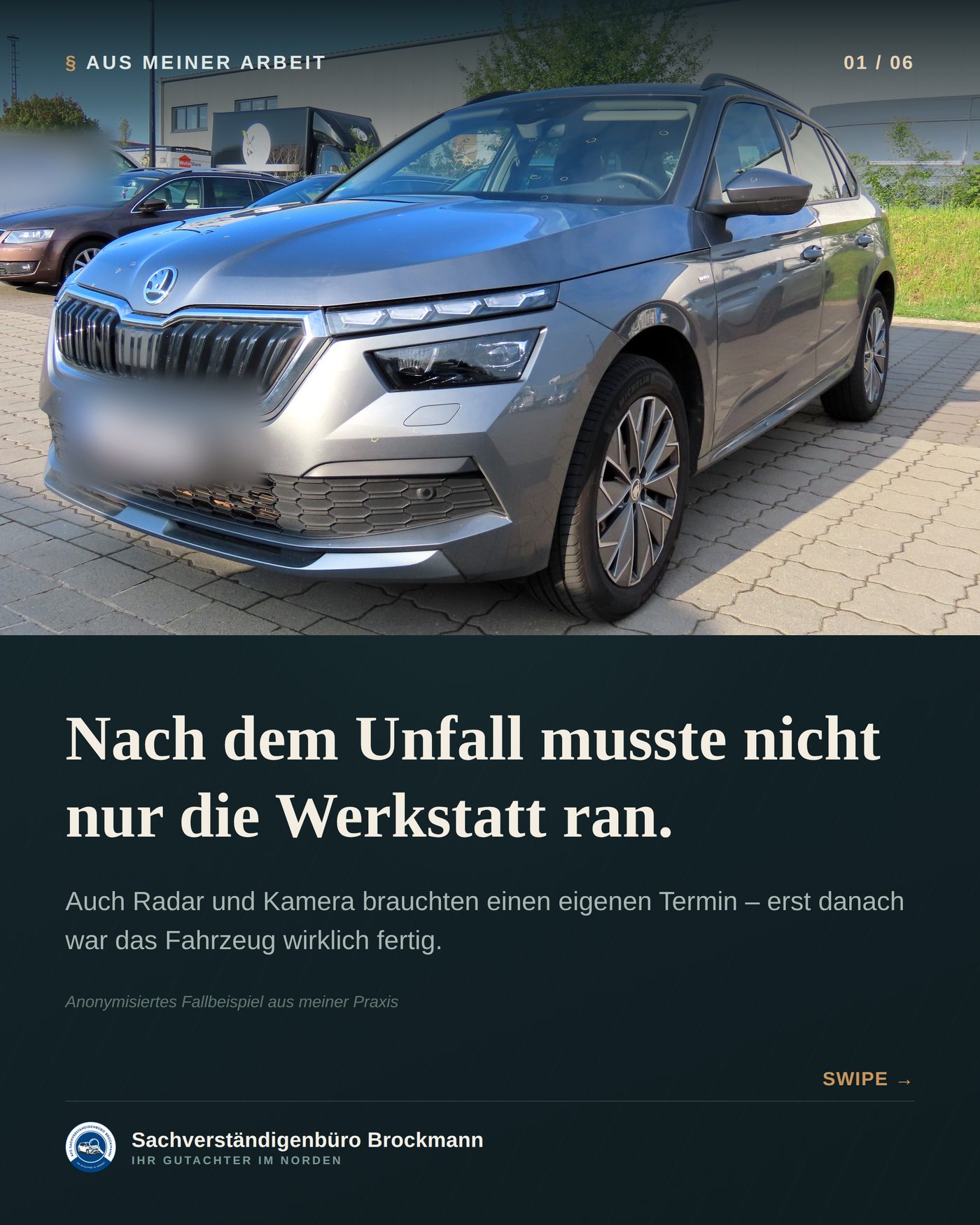 Flotten-SUV – Frontschaden mit Kalibrierung der Assistenzsysteme