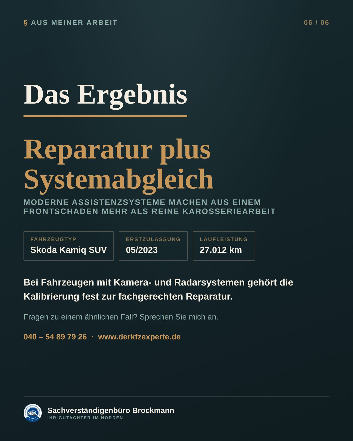 Flotten-SUV – Frontschaden mit Kalibrierung der Assistenzsysteme &ndash; Dokumentation Seite 6 von 6