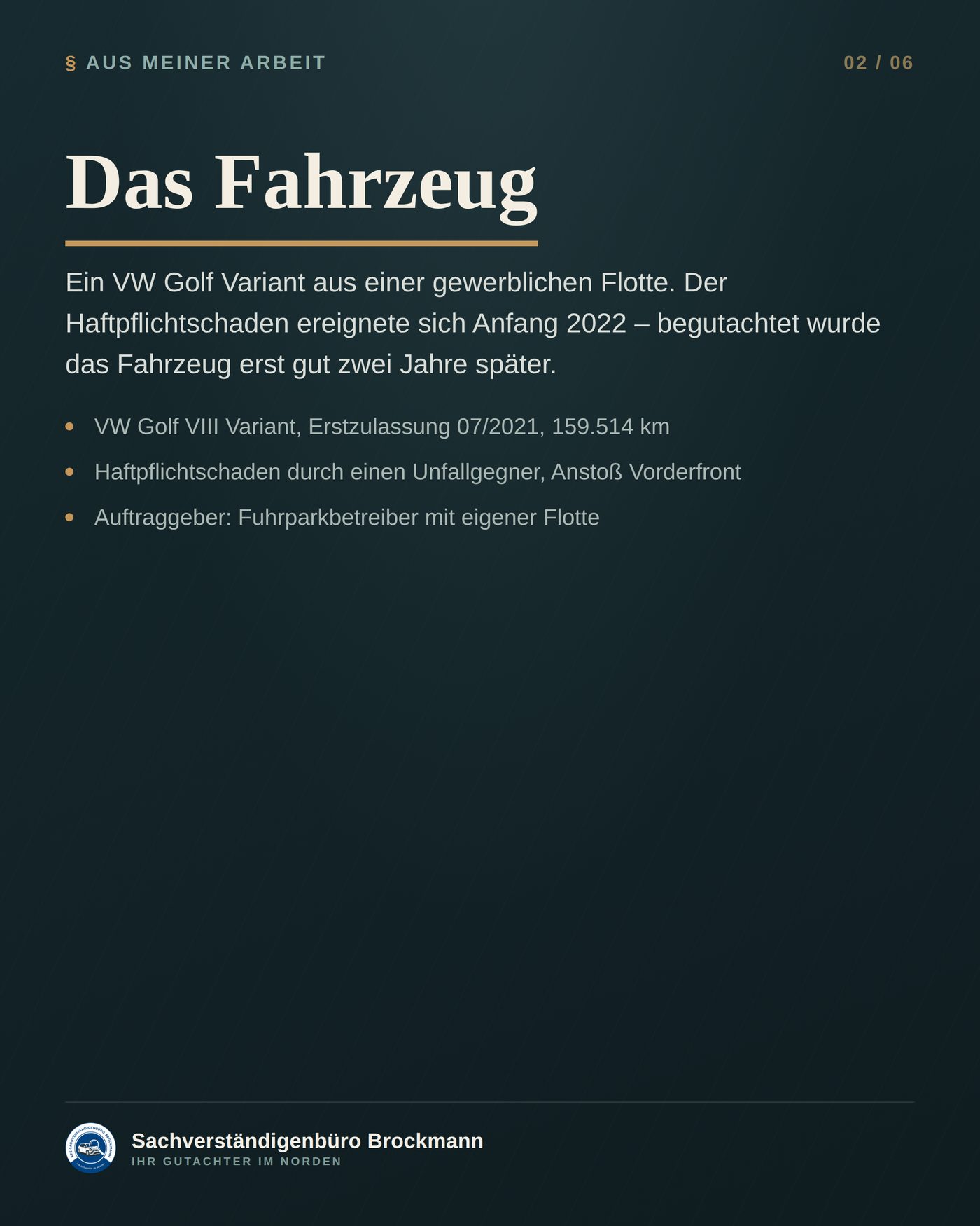 Firmenwagen – Unfall 2022, Begutachtung 2024 &ndash; Dokumentation Seite 2 von 6
