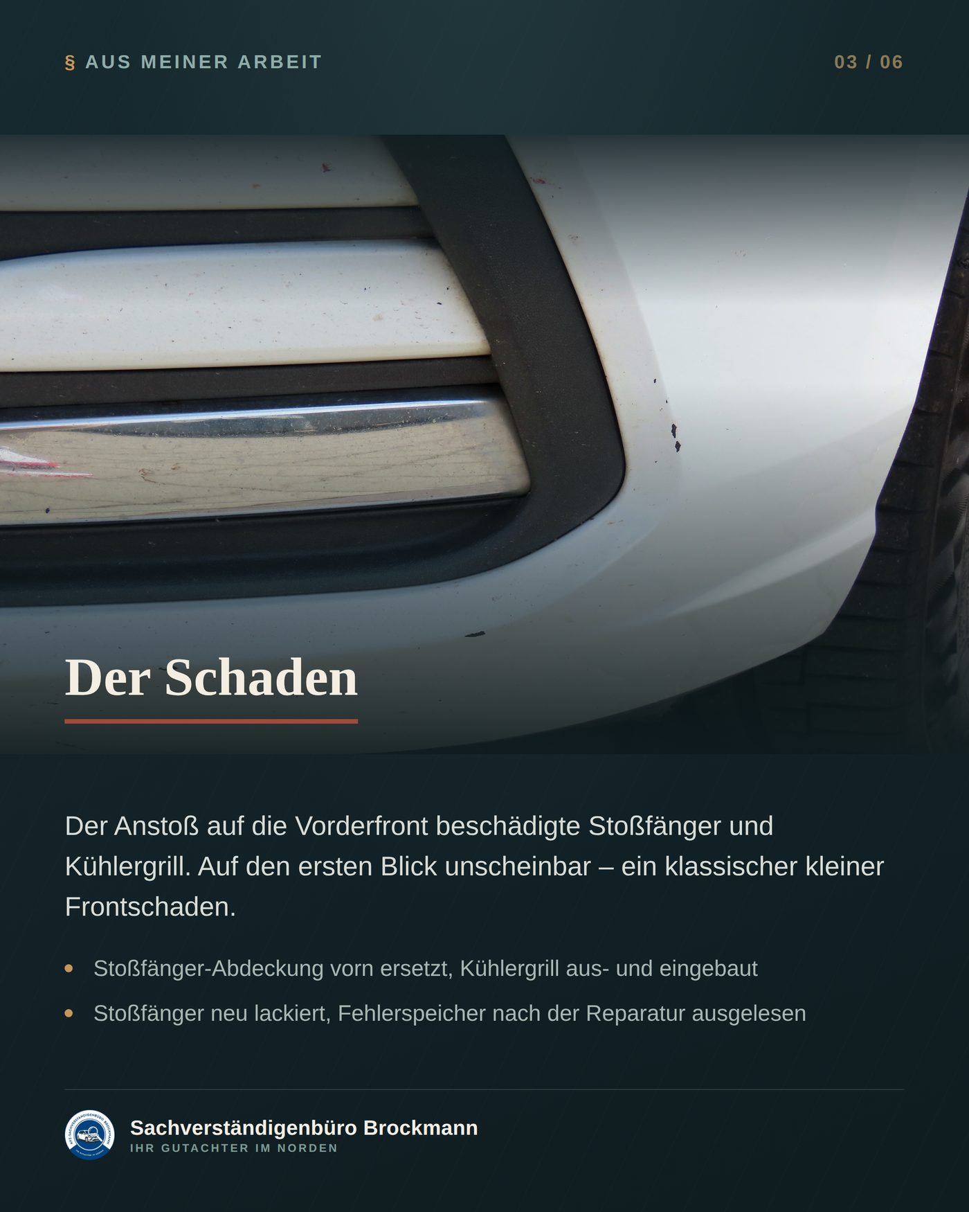 Firmenwagen – Unfall 2022, Begutachtung 2024 &ndash; Dokumentation Seite 3 von 6