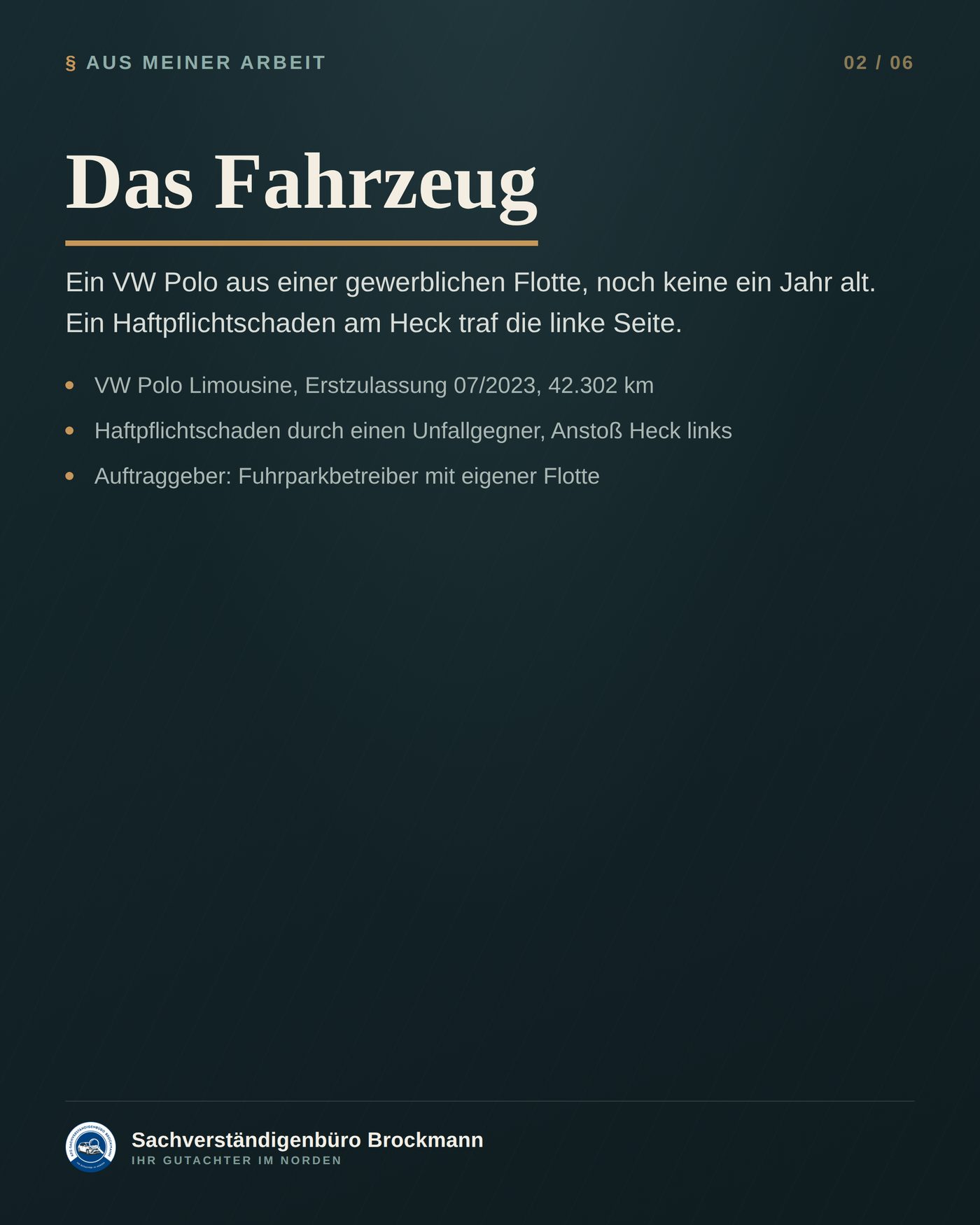 Firmenwagen – warum zwei Gutachtenzeilen bewusst leer blieben – Dokumentation Seite 2 von 6
