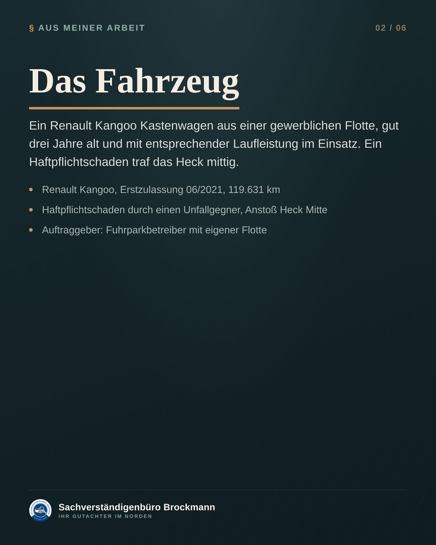 Kastenwagen – wenn das Fahrzeug schon eine Akte hat – Dokumentation Seite 2 von 6