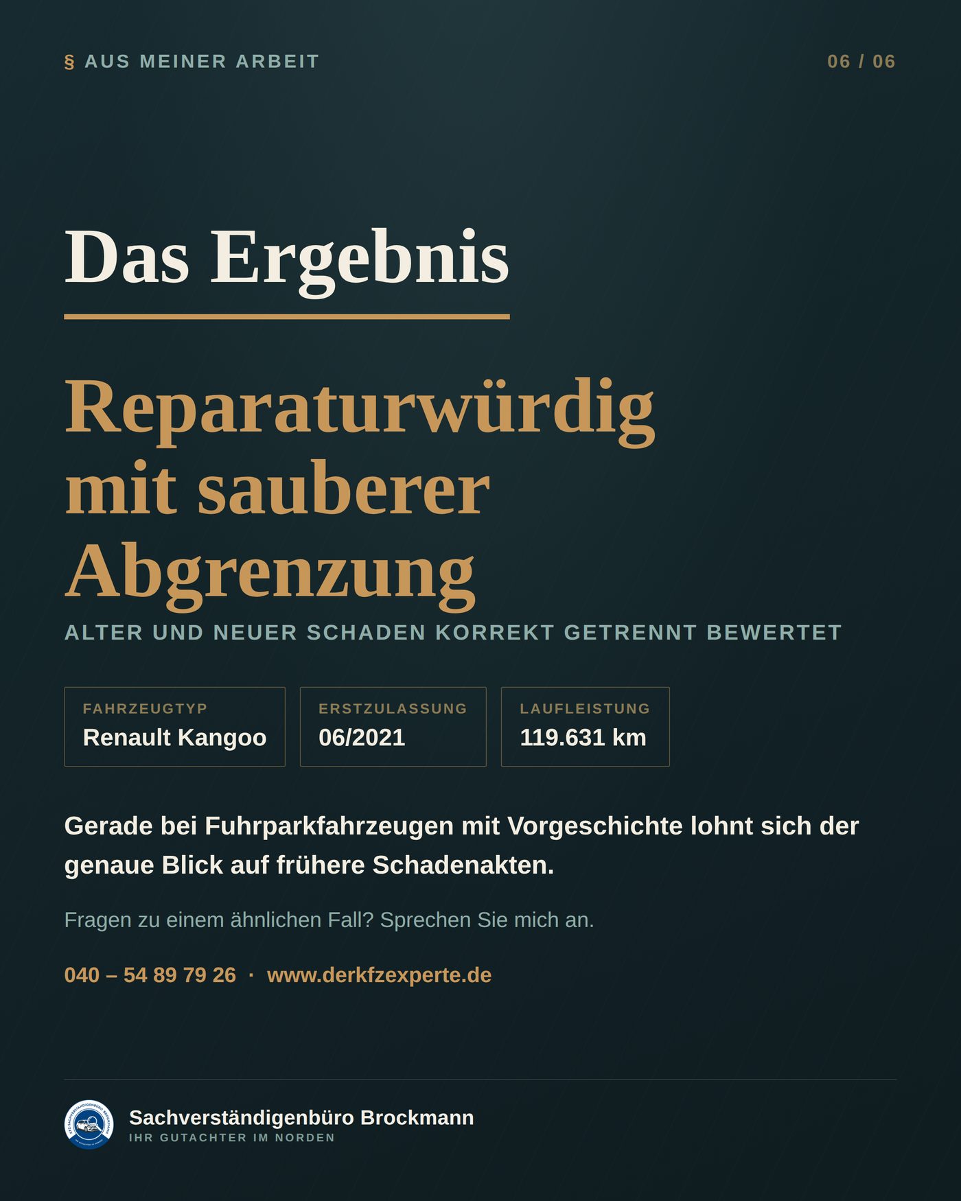 Kastenwagen – wenn das Fahrzeug schon eine Akte hat – Dokumentation Seite 6 von 6