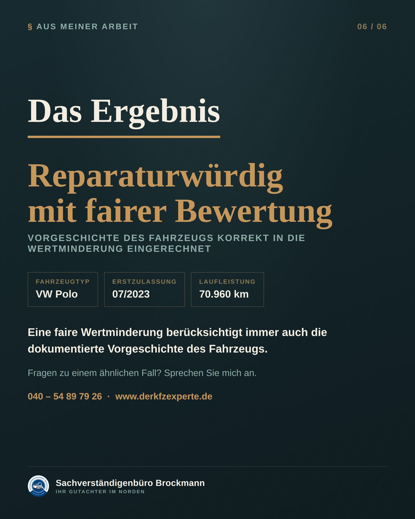 Firmenwagen – warum die Wertminderung diesmal kleiner ausfiel – Dokumentation Seite 6 von 6