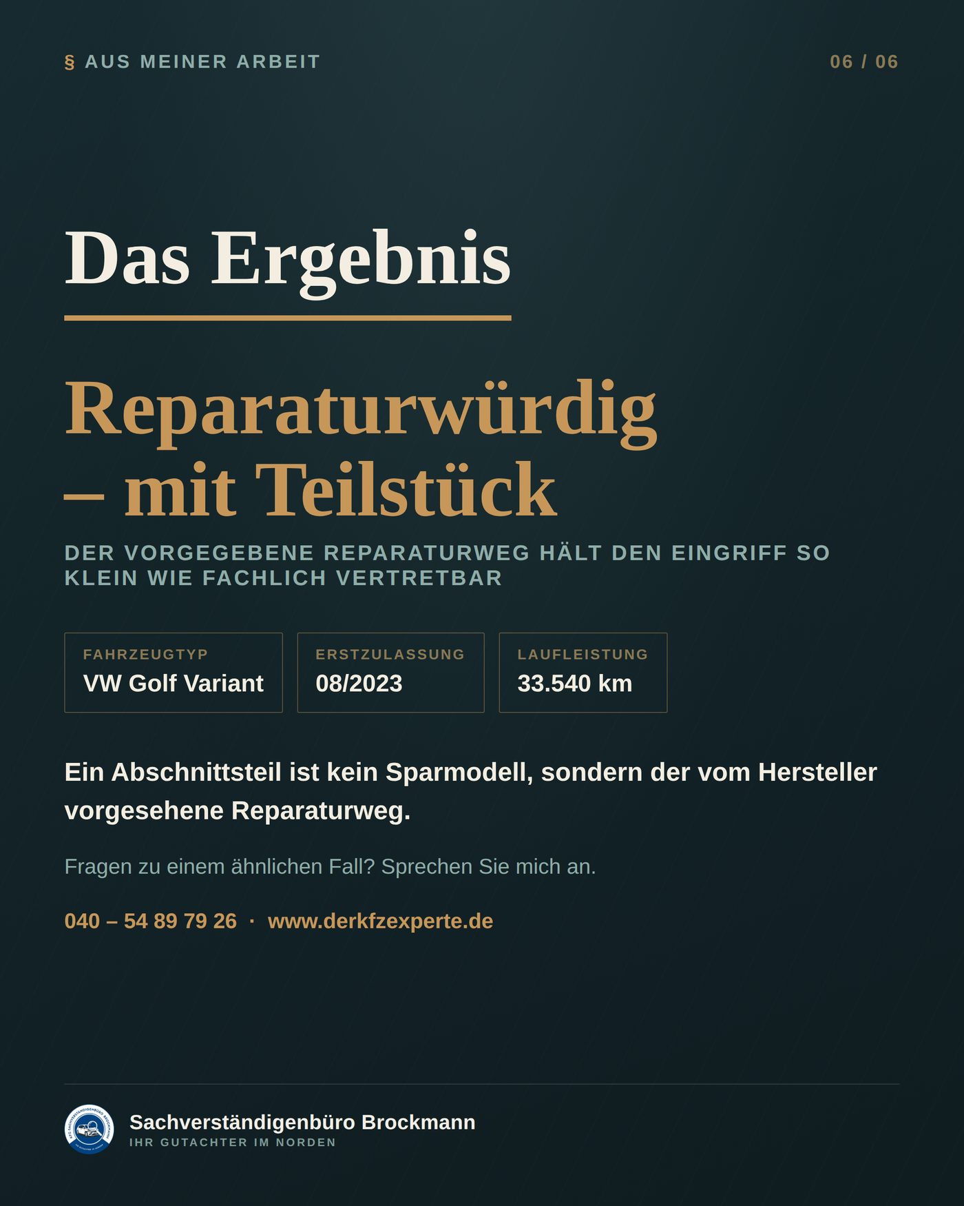 Firmenwagen – Abschnittsteil statt komplettem Seitenteil – Dokumentation Seite 6 von 6