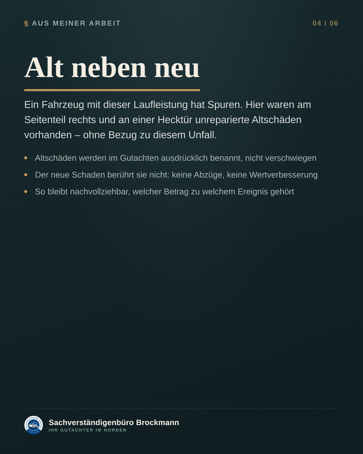 Transporter – Altschäden benennen und sauber abgrenzen – Dokumentation Seite 4 von 6