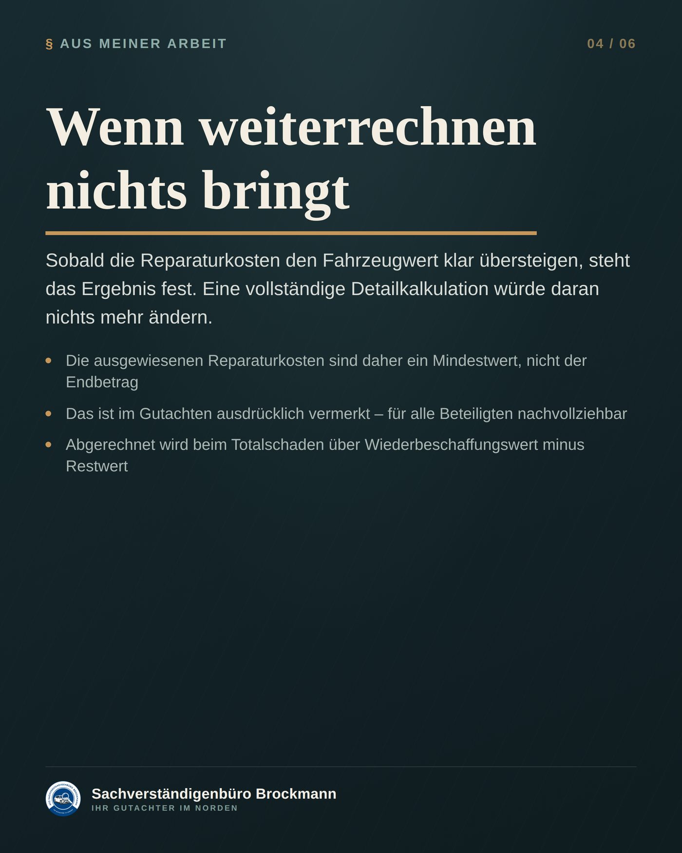 VW Caddy Kasten – wenn die Kalkulation bewusst abbricht – Dokumentation Seite 4 von 6