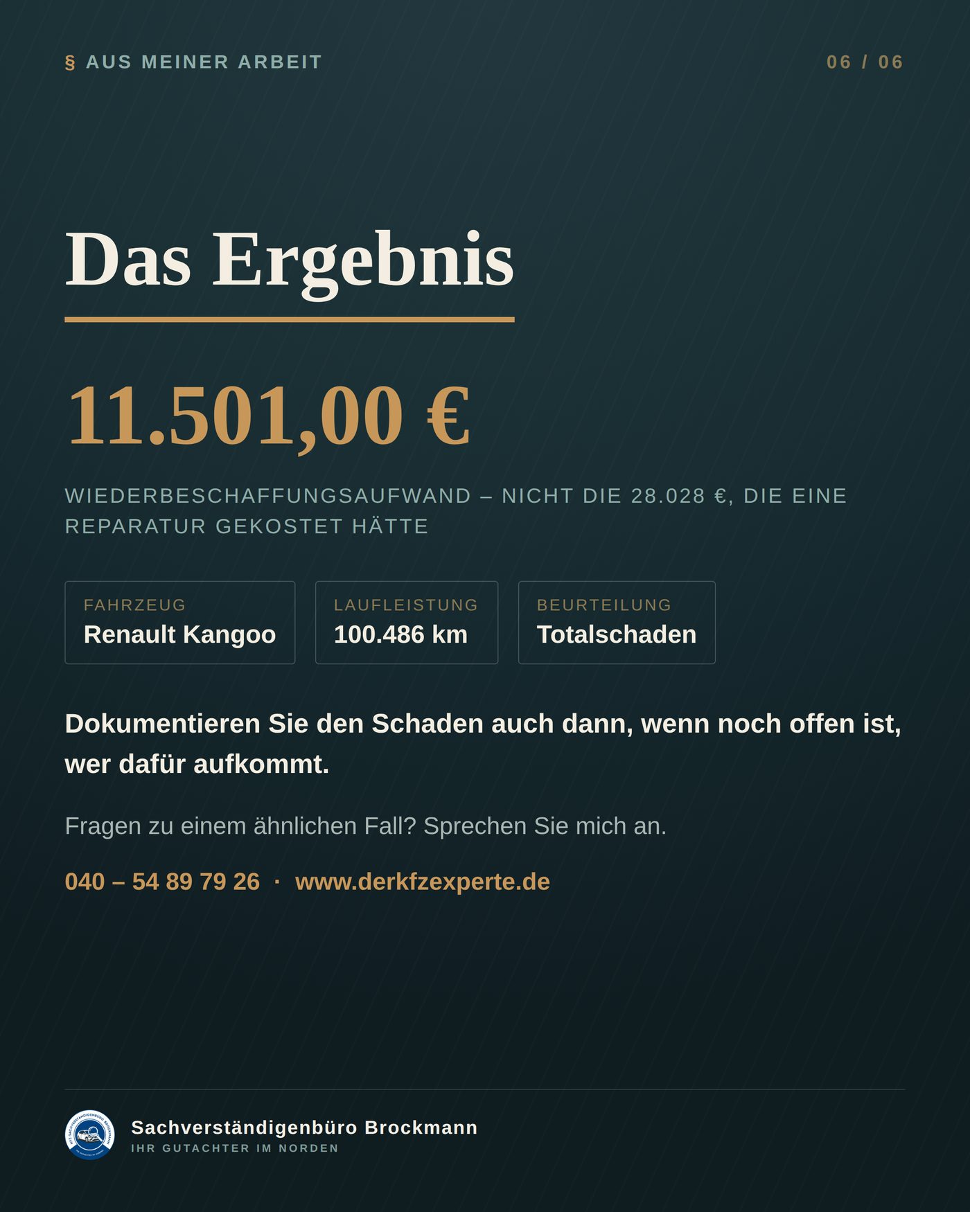 Renault Kangoo – Totalschaden bei unbekanntem Verursacher – Dokumentation Seite 6 von 6