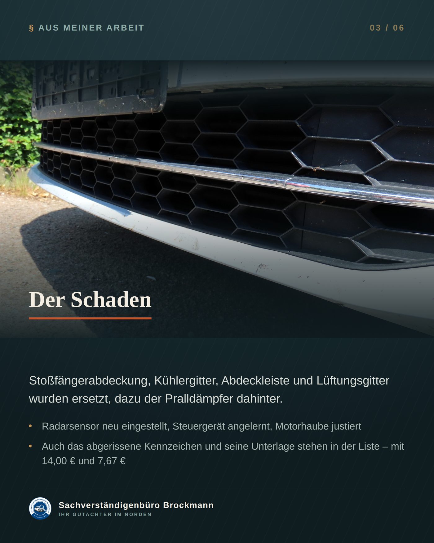 Skoda Superb Kombi – Vorschaden am selben Bauteil, kein Abzug – Dokumentation Seite 3 von 6