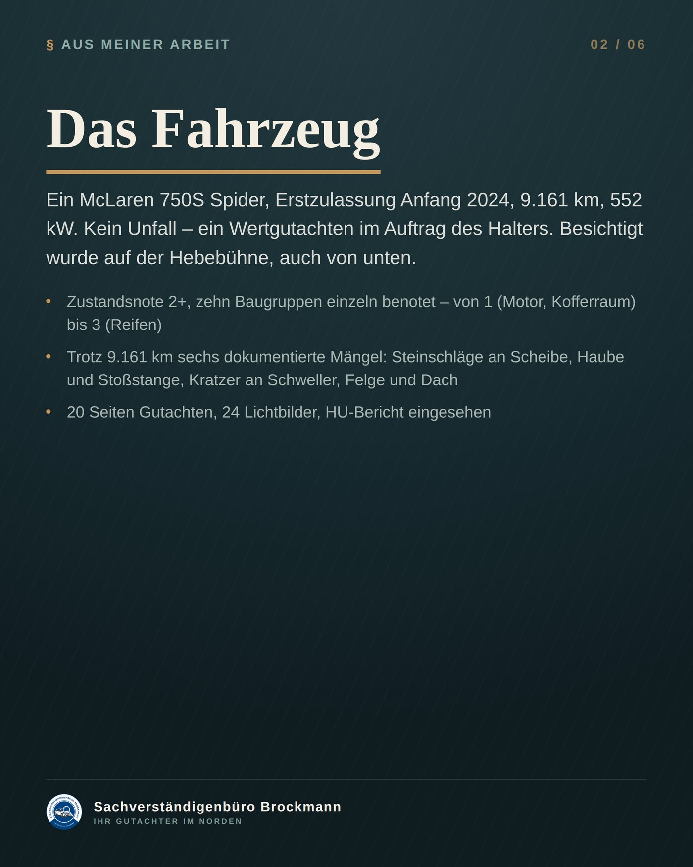 McLaren 750S Spider – Wertgutachten über 312.000 € &ndash; Dokumentation Seite 2 von 6